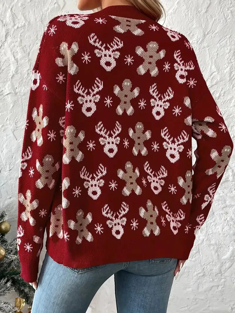 Pull de Noël avec boutons et imprimé de Noël